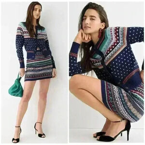 NWT J. Crew Fair Isle Knit Wool Sweater Skirt Womens Medium $128